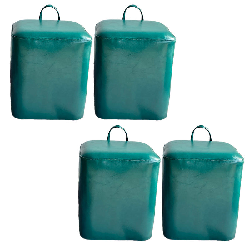 Square Pouf Portable Pure Color Faux Leather Stain Resistant Pouf Ottoman