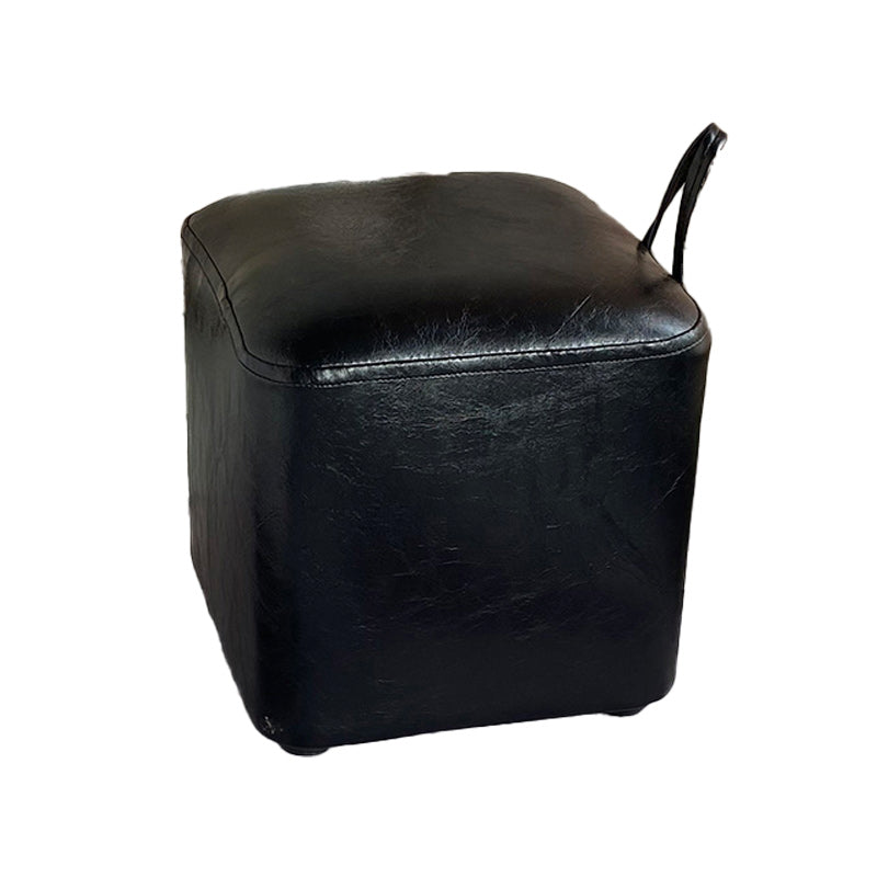 Square Pouf Portable Pure Color Faux Leather Stain Resistant Pouf Ottoman