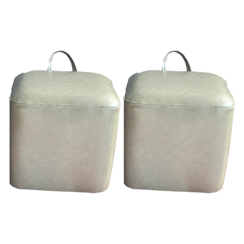 Square Pouf Portable Pure Color Faux Leather Stain Resistant Pouf Ottoman