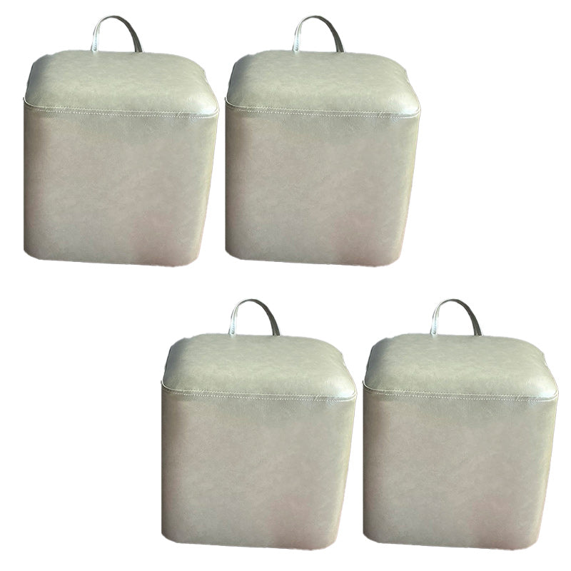 Square Pouf Portable Pure Color Faux Leather Stain Resistant Pouf Ottoman