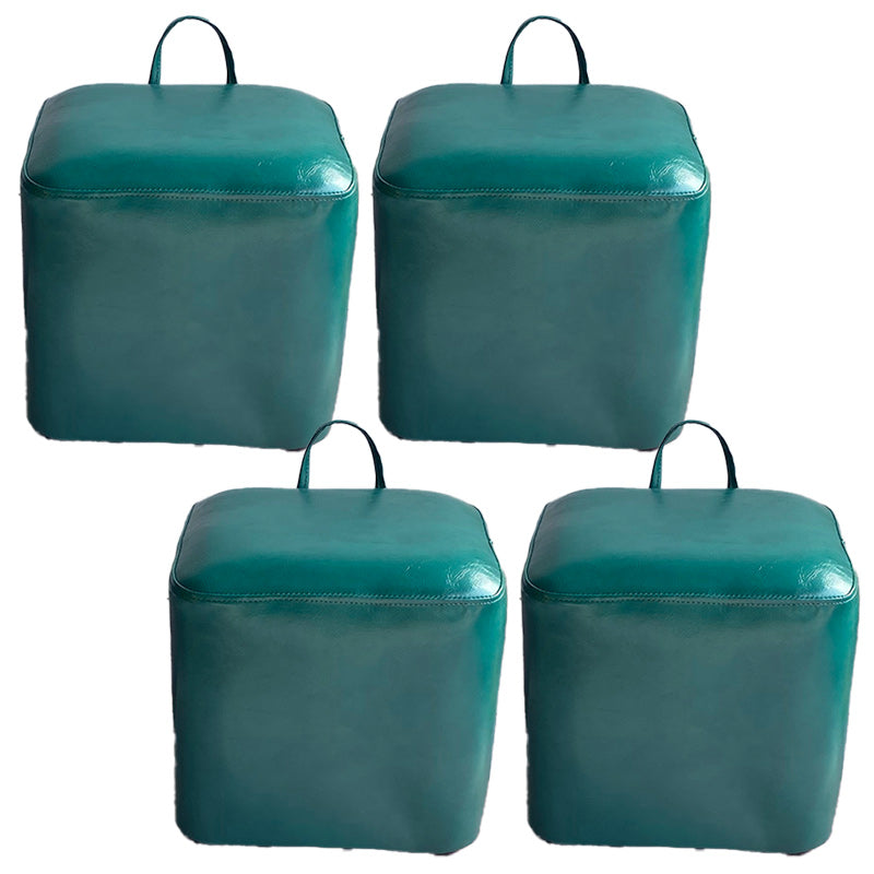 Square Pouf Portable Pure Color Faux Leather Stain Resistant Pouf Ottoman