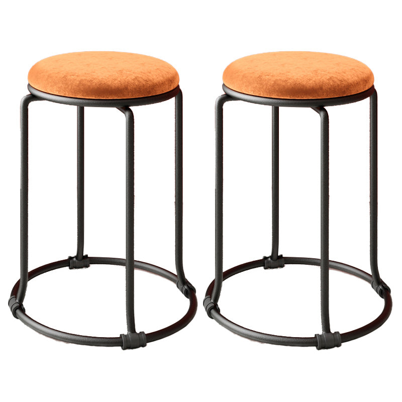 Orange Round Standard Velvet Pure Color Standard for Living Room