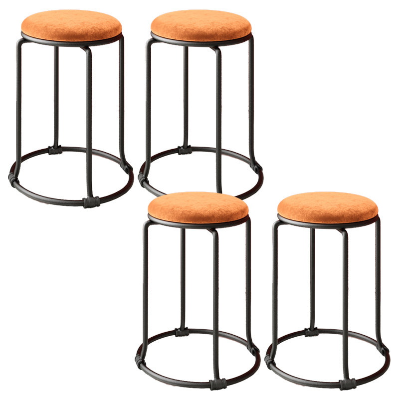 Orange Round Standard Velvet Pure Color Standard for Living Room