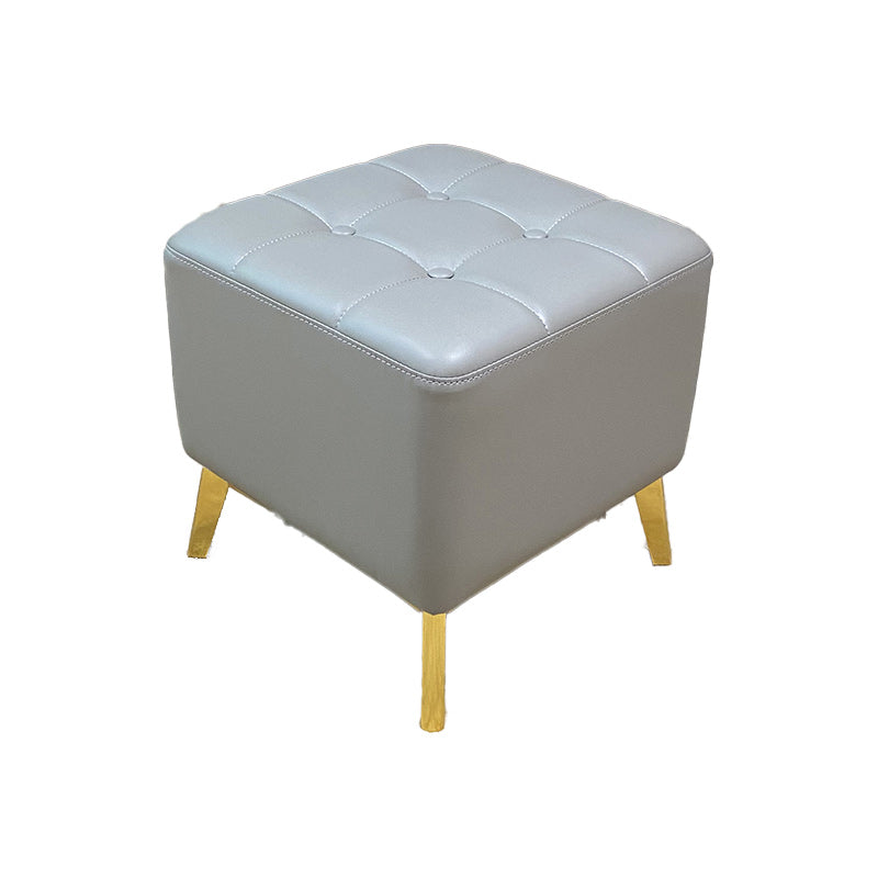 Glam Pouf Ottoman Genuine Leather Upholstered Tufted Square Ottoman with Chair Legs