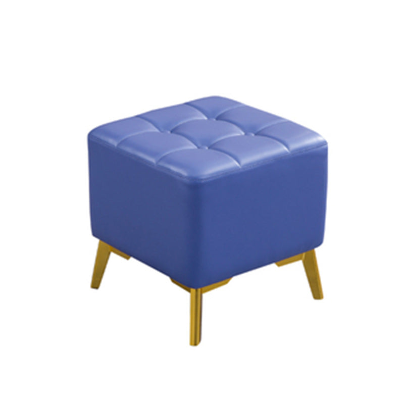 Glam Pouf Ottoman Genuine Leather Upholstered Tufted Square Ottoman with Chair Legs