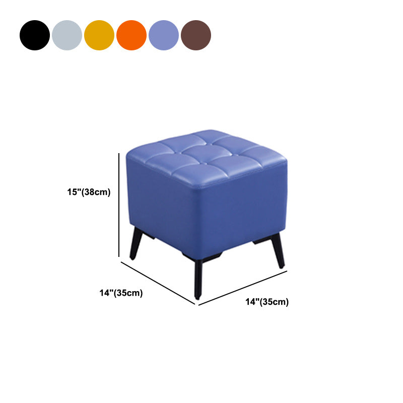 Glam Pouf Ottoman Genuine Leather Upholstered Tufted Square Ottoman with Chair Legs