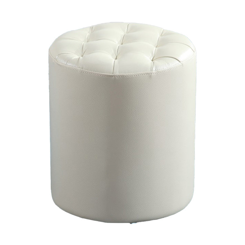 Modern Faux Leather Pouf Water Resistant Pure Color Square for Home Decor