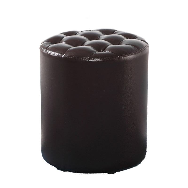 Modern Faux Leather Pouf Water Resistant Pure Color Square for Home Decor