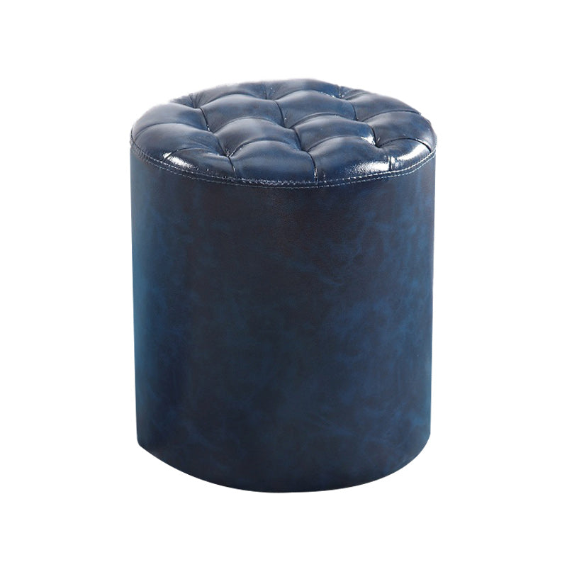 Modern Faux Leather Pouf Water Resistant Pure Color Square for Home Decor