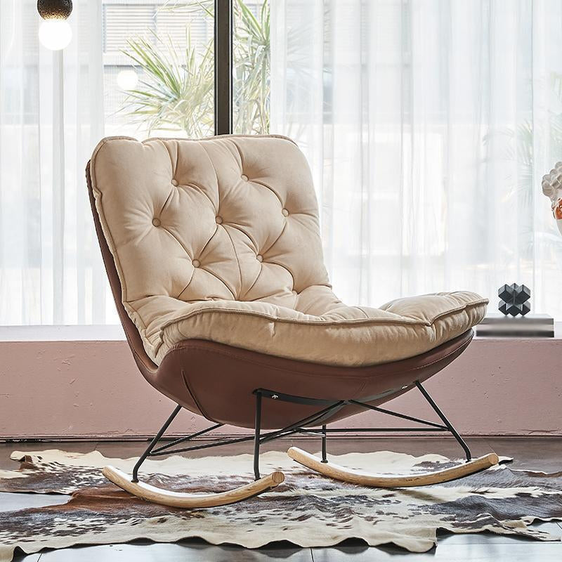 Modern Rocking Chair Wooden Rocking Accent Chair with Tufted
