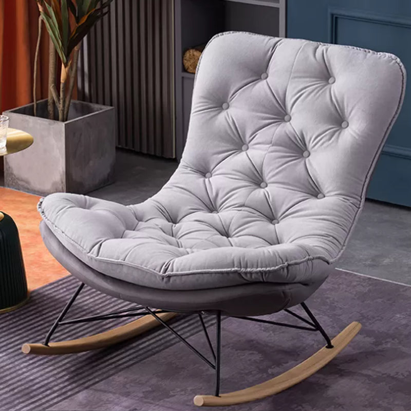 Modern Rocking Chair Wooden Rocking Accent Chair with Tufted
