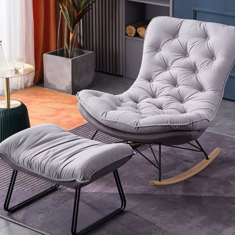 Modern Rocking Chair Wooden Rocking Accent Chair with Tufted