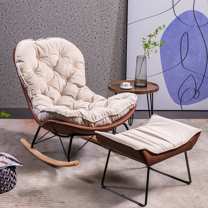 Modern Rocking Chair Wooden Rocking Accent Chair with Tufted