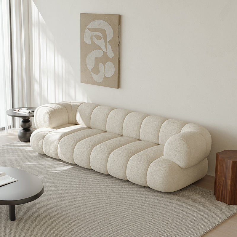 27.55" H Wool Sewn Pillow Back Tuxedo Arm Sofa for Living Room