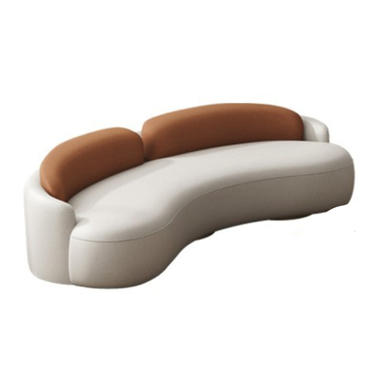 Contemporary Faux Leather Tight Back Sofa with Tuxedo Arm in White