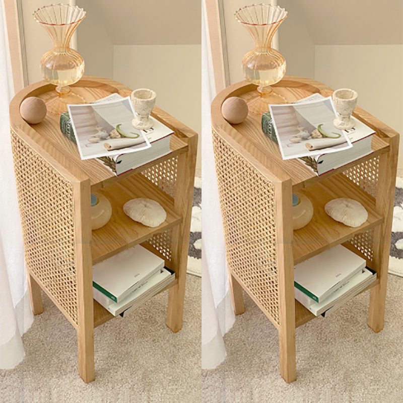 12"W Modern Bedside Cabinet Solid Wood Accent Table Nightstand with 3 Shelves