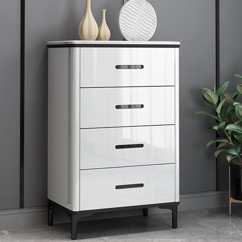 Contemporary Stone Chest Bedroom Storage Chest in White with Drawers