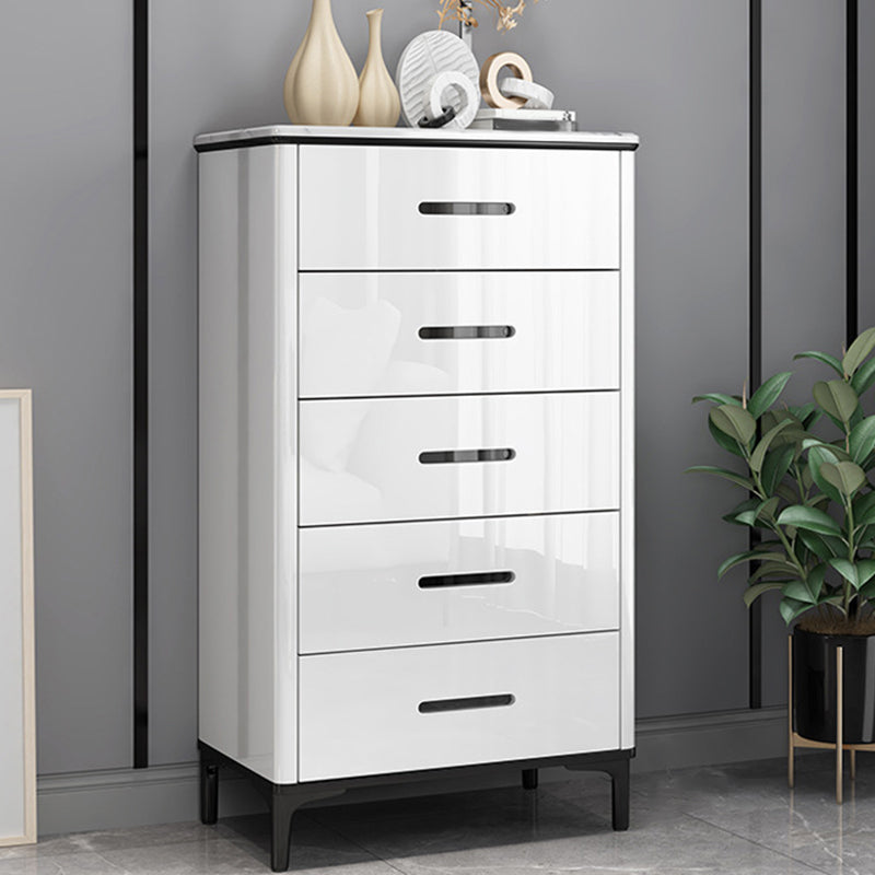 Contemporary Stone Chest Bedroom Storage Chest in White with Drawers