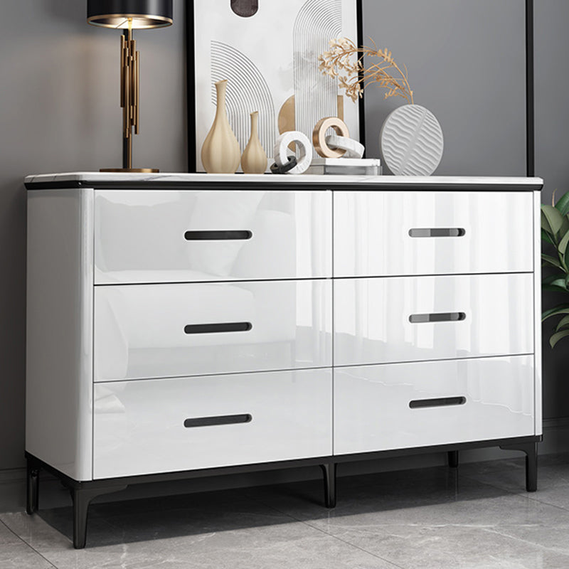 Contemporary Stone Chest Bedroom Storage Chest in White with Drawers
