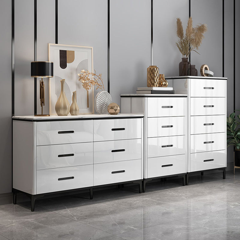 Contemporary Stone Chest Bedroom Storage Chest in White with Drawers