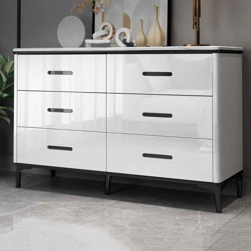 Contemporary Stone Chest Bedroom Storage Chest in White with Drawers