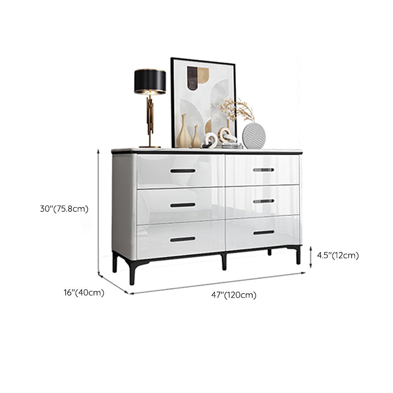 Contemporary Stone Chest Bedroom Storage Chest in White with Drawers