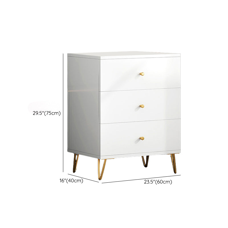 Glam Solid Wood Storage Chest Bedroom Chest in White with Drawers