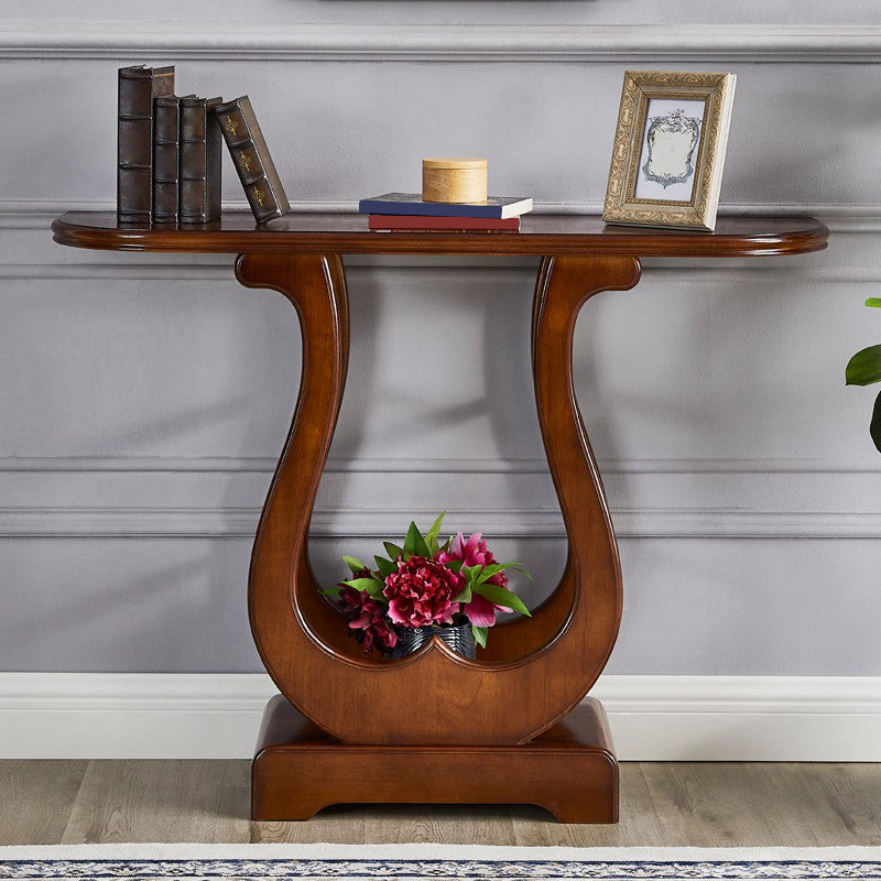 31.5-inch Tall Console Table Solid Wood Half Moon End Table for Hall
