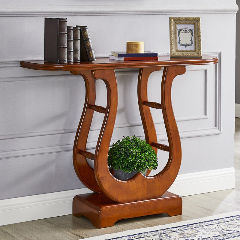 31.5-inch Tall Console Table Solid Wood Half Moon End Table for Hall