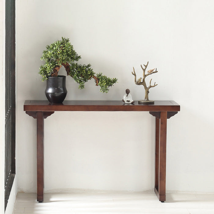 Mid-Century Modern Console Accent Table Antique Finish Rectangle Console Sofa Table