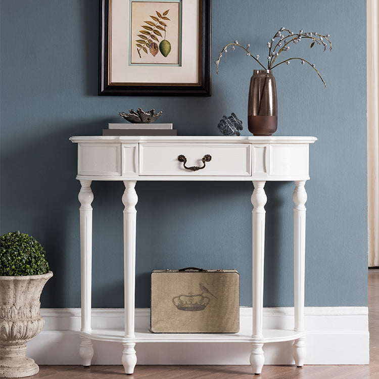 35.43" Tall 1-drawer Console Table Solid Wood Accent Table with Shelf