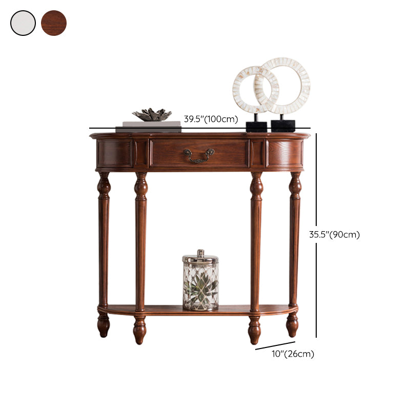 35.43" Tall 1-drawer Console Table Solid Wood Accent Table with Shelf