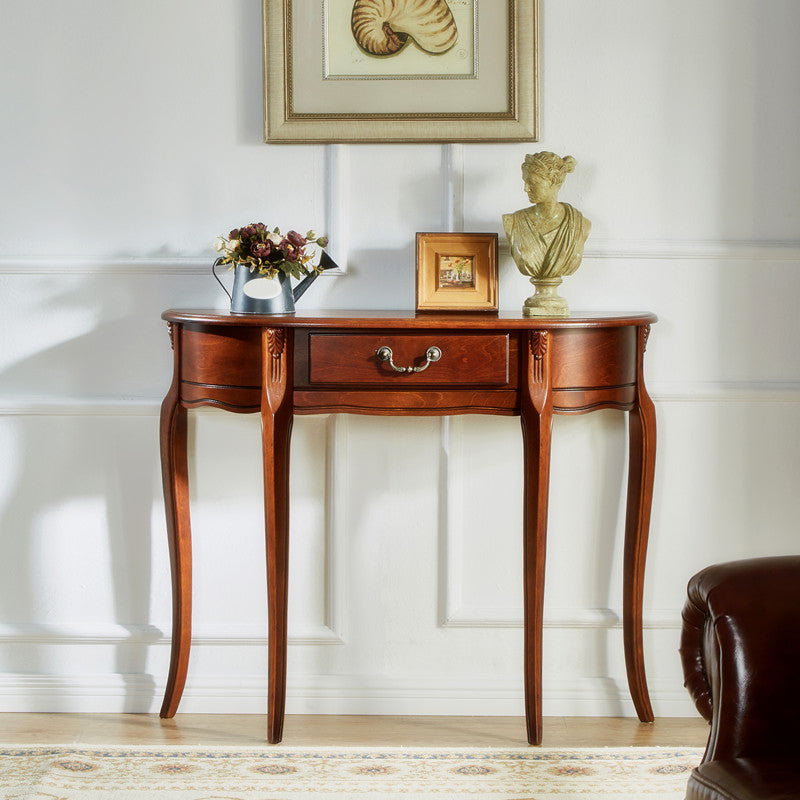 33.46" Tall Solid Wood Console Table 1-drawer Accent Table for Hall
