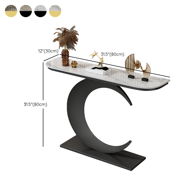 31.5-inch Tall Stone Console Table Stain Resistant Accent Table with Shelf