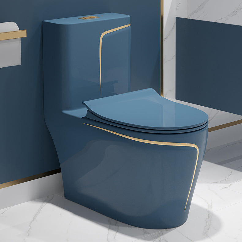 One-Piece Flush Toilet Floor Mount Traditional Toilet with Slow Close Seat