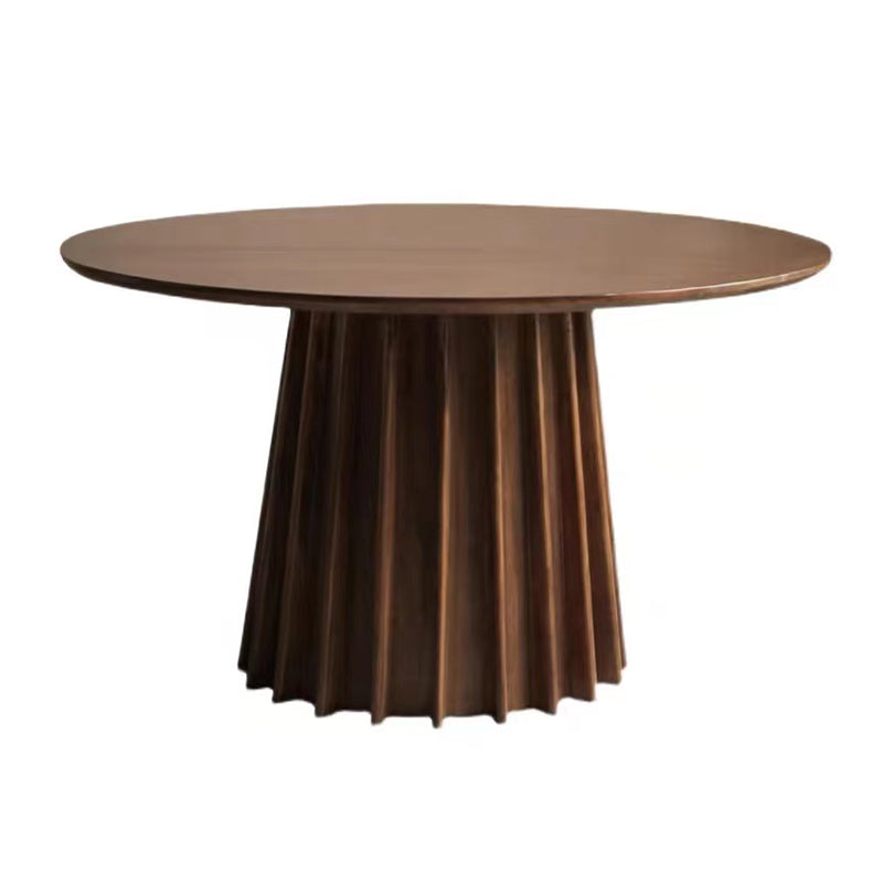 Pine Solid Wood Pedestal Table Brown Round Dining Room Kitchen Table