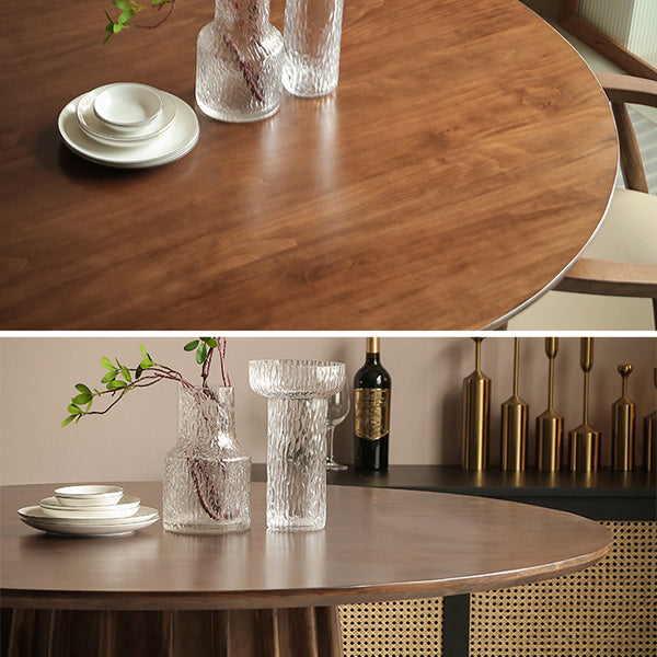 Pine Solid Wood Pedestal Table Brown Round Dining Room Kitchen Table
