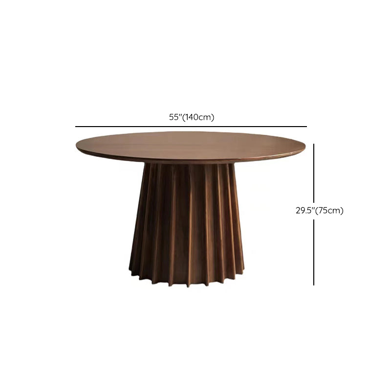 Pine Solid Wood Pedestal Table Brown Round Dining Room Kitchen Table
