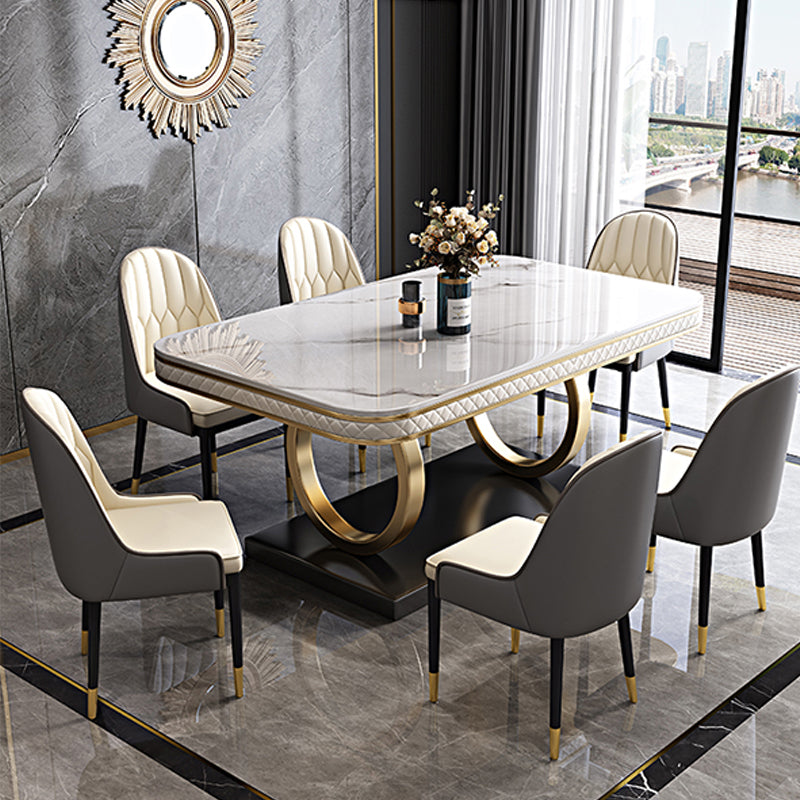 Rectangular Table Sintered Stone Dining Table with Stainless Steel Frame