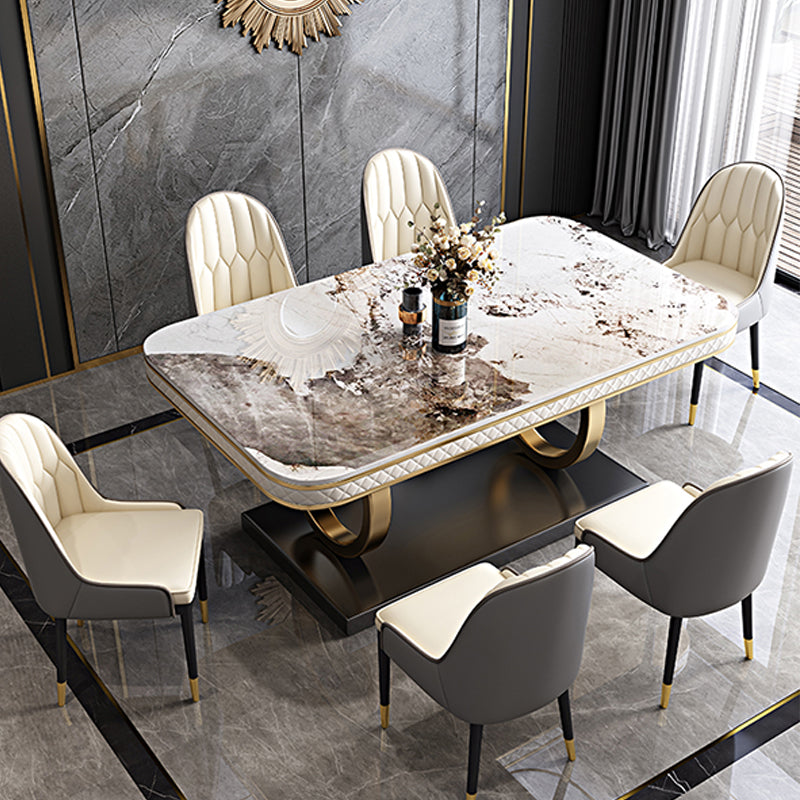 Rectangular Table Sintered Stone Dining Table with Stainless Steel Frame