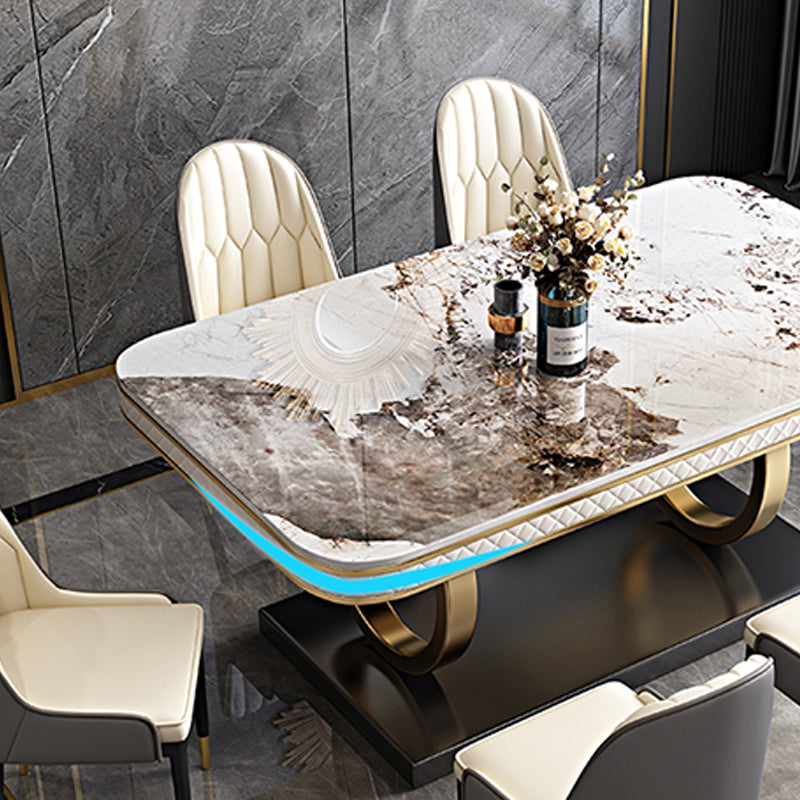 Rectangular Table Sintered Stone Dining Table with Stainless Steel Frame