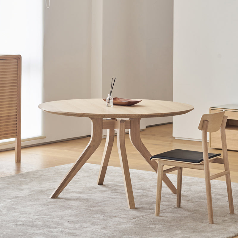 Natural Round Table Wooden Dining Room Kitchen Home Furniture with 4 Legs