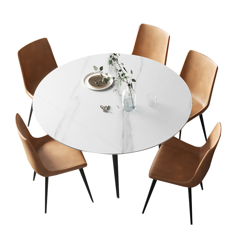 Round Dining Table Extendable Modern Dining Table for Dinner Room