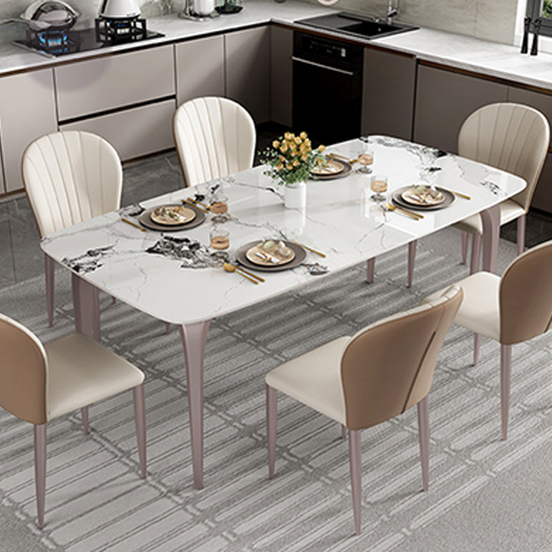 Modern Rectangular Table Sintered Stone Dining Table with 4 Legs for Home