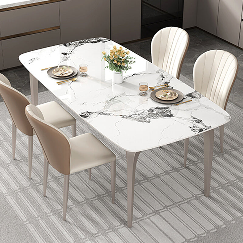 Modern Rectangular Table Sintered Stone Dining Table with 4 Legs for Home