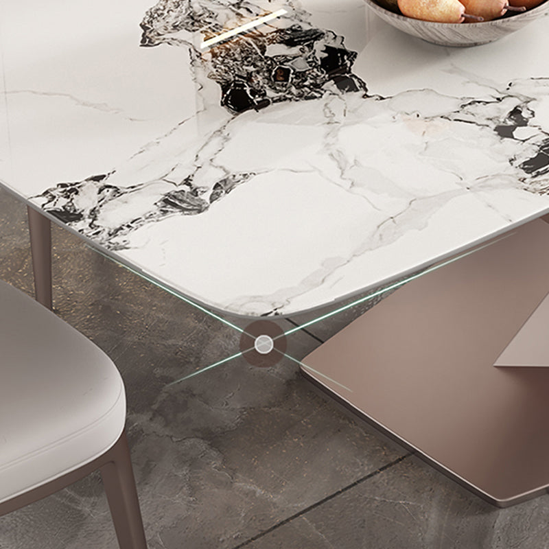 Modern Rectangular Table Sintered Stone Dining Table with 4 Legs for Home