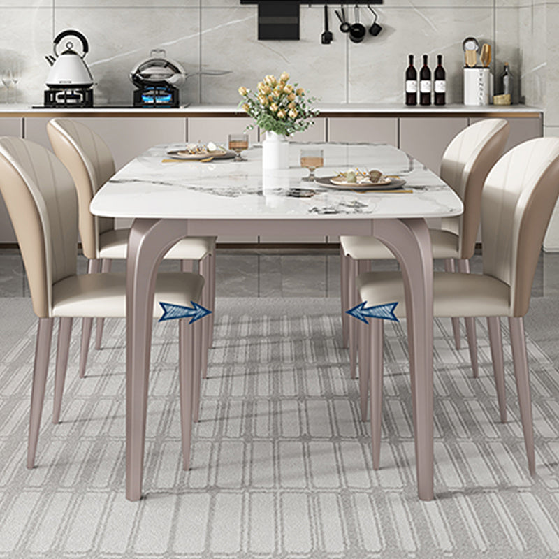 Modern Rectangular Table Sintered Stone Dining Table with 4 Legs for Home