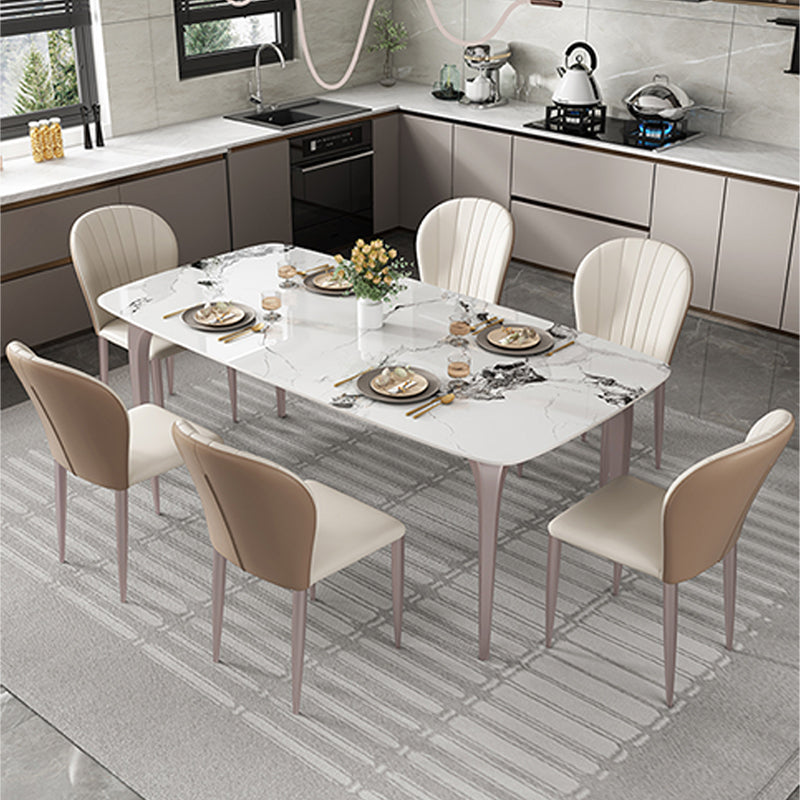 Modern Rectangular Table Sintered Stone Dining Table with 4 Legs for Home