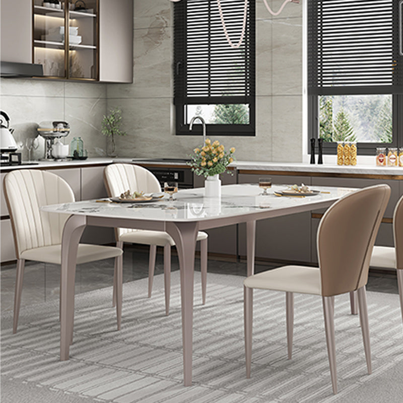 Modern Rectangular Table Sintered Stone Dining Table with 4 Legs for Home