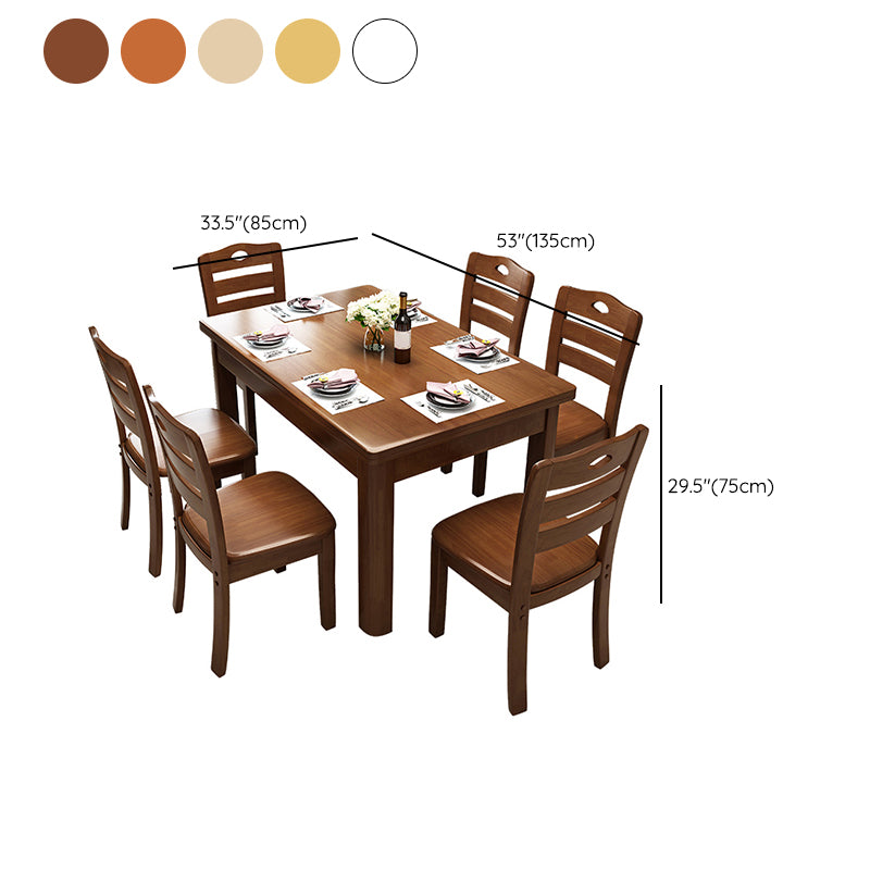 Solid Wood Table Rectangular Dinner Table with 4 Legs for Home